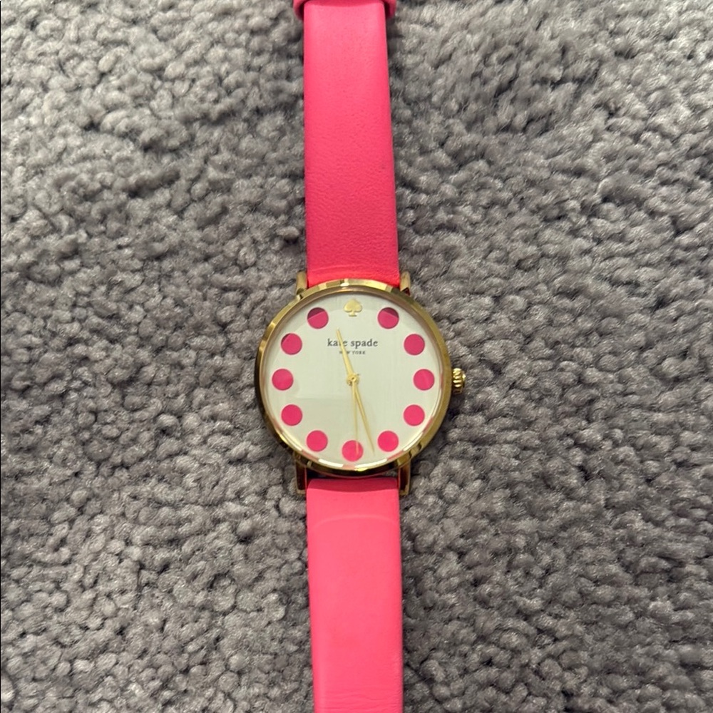 Kate Spade Vibrant Pink and Gold Polka Dot Watch